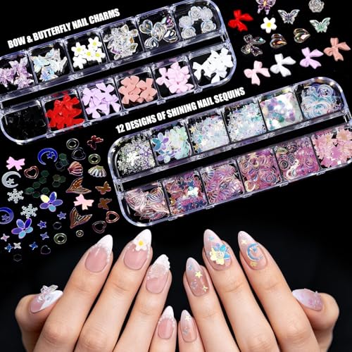 Teenitor Acrylic Nail Kit With Chrome Powder, Almond Tips, Art Brushes, Charms, 3D Gel, Tools, Stand - Beginner Set