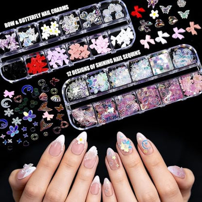 Teenitor Acrylic Nail Kit With Chrome Powder, Almond Tips, Art Brushes, Charms, 3D Gel, Tools, Stand - Beginner Set
