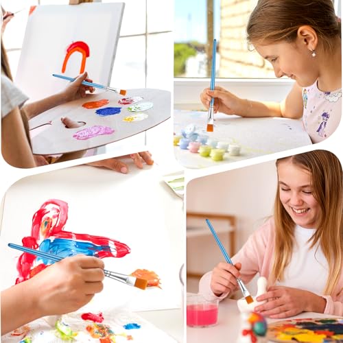 60 PCS Small Paint Brushes Bulk 1/2 Inch Flat Paint Brushes for Acrylic Painting, Synthetic Nylon Artist Brush with Wooden Handle for Watercolor Oil Painting Canvas Face Body Art Crafts