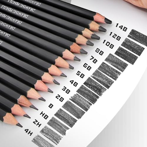 14pcs Graphite Drawing Pencils Set Extra Hard to Very Soft Professional Sketching Pencils for Artists and Students, Multi-hardness Shading and Sketch Art Supplies for School