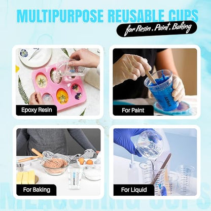 [Pack of 100] 10oz Disposable Graduated Measuring Cups for Mixing - Measurements in mL and Oz - Multipurpose Reusable Cups for Paint, Epoxy Resin, Stain, Liquid Mixing Cups - size: 100 Pack