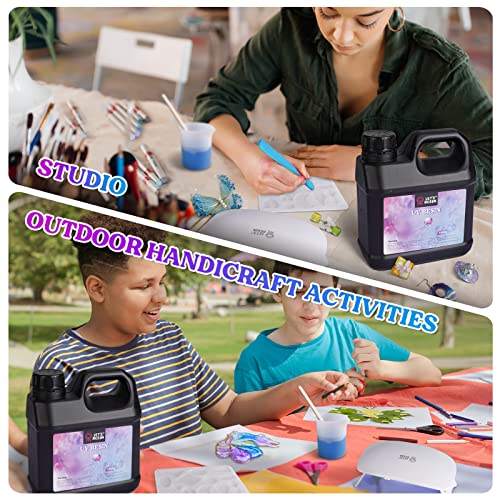 Bundle Set of LET'S RESIN Upgraded 1,000g Crystal Clear UV Resin and 200g High Viscosity Crystal UV Resin
