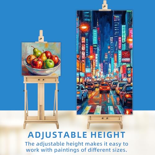 Falling in Art Large H-Frame Studio Easel, Solid Beechwood Easel Stand for Painting, Artist Canvas Easel Stand for Display, Holding Canvases up to 78 Inches, Natural - style: Natural