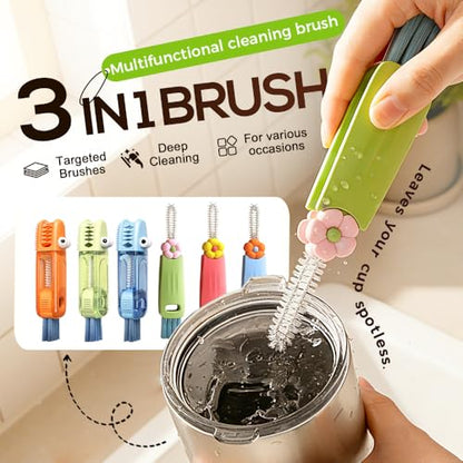 3 in 1 Cup Lid Cleaning Brush, 2026 New Multifunctional Bottle Brush Cleaner, Bottle and Straw Brush Cleaning Set, Crevice Cleaning Brush Tools for Gap Tight Spaces, Home Kitchen Gadgets (2PC B) - color: 2pc B