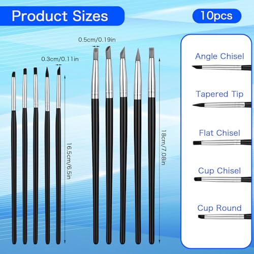 Silicone Paint Brush, 10Pcs Head Silicone Brushes for Crafts Rubber Paint Pens Flexible Clay Carving Tools for Sculpting Handicraft Pottery Handicraft Nail Art Artwork Acrylic Paints Gouache,5 Shapes