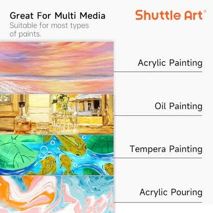 Shuttle Art Canvas for Painting, 15 Pack Multi-Size 4x4/5x7/8x10/9x12/11x14 Inch, Stretched Canvas, 100% Cotton, Primed White Blank Art Canvases, Ideal for Acrylic Oil Acrylic Pouring - size: 15 Multi Pack-4x4", 5x7", 8x10", 9x12", 11x14"