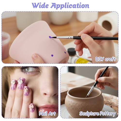 10Pcs Silicone Brushes for Crafts Clay Tools Rubber Tip Paint Glue Brush Professional Sculpting Tools for Handicraft Pottery Artwork Shaping Carving DIY