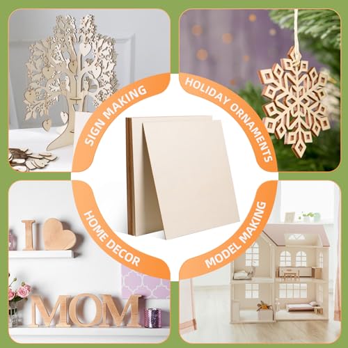 AWIZOM 12 Pcs Basswood Plywood Sheets 18x18x1/8 Inch Unfinished Wood Board | 3mm Thick Blank Wooden Panel for Laser Cutting Burning Architectural Models Staining Painting DIY Crafts Projects - size: 18 x 18 inch