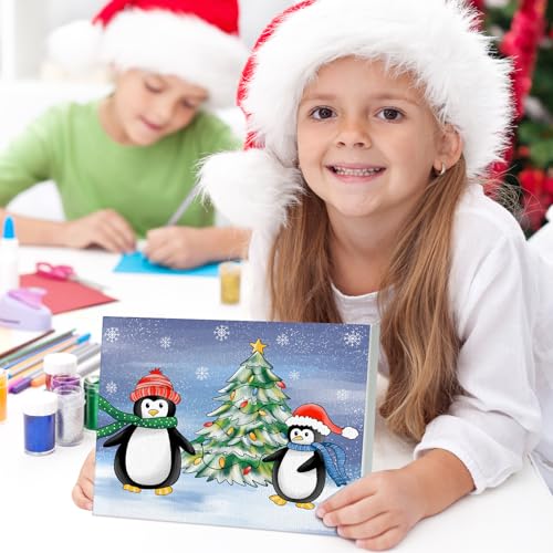 COCHIE 6 Pack 8x10 Inches Christmas Pre Drawn Canvas to Paint for Sip and Paint Party, X-mas Pre Printed Canvases, Peppermint Candy House Snowman Pre Sketched Canvas for Painting for Adults, Kids - size: 8x10 Inches, style: XMAS
