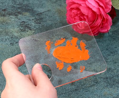 5pcs Acrylic Makeup Mixing Tray Paint Pallet Mixing Palette with Thumb Hole for Painting Art Oil Painting Craft Cosmetic Makeup Palette (3.94x3.27inch, Clear)