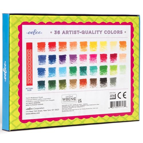 eeBoo Oil Pastels Mushroom House - 36 Artist-Quality Blendable Color Sticks, Bold Pigments for Drawing & Blending, Sliding Gift Box, Kids Ages 5+ - style: Yumi's Mushroom House