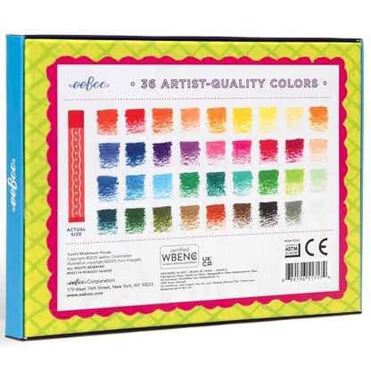 eeBoo Oil Pastels Mushroom House - 36 Artist-Quality Blendable Color Sticks, Bold Pigments for Drawing & Blending, Sliding Gift Box, Kids Ages 5+ - style: Yumi's Mushroom House