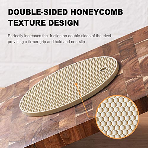 4 Pcs Trivets for Hot Dishes, Kitchen Heat Resistant Silicone Trivet, Extra Thick, Large, Non Slip (3. Beige) - color: 3. Beige
