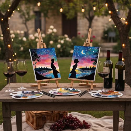 Sherr 24 Pcs Pre Drawn Canvas for Painting Adult Pre Printed Canvas Bulk Sip and Paint Kit Stretched Panels Paint Set for Theme Valentine Painting Night Party Favor(Couple,8 x 10 Inch) - size: 8 x 10 Inch, style: Couple
