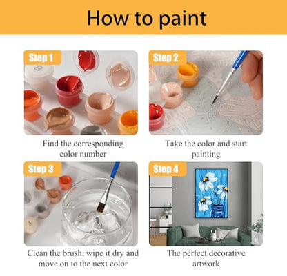 Mowana Daisy Paint by Numbers Kit for Adults Beginner with Wooden Frame and Easel Easy Acrylic on Canvas Flower Paint by Number Kits 8x12 inch with Paints and Brushes - color: Small Flower