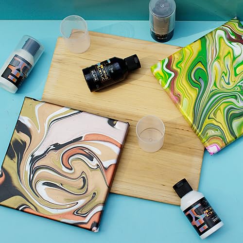 OPHIR Total 22.8OZ Acrylic Pour Paint Set, 3 Black and 3 White Premixed Acrylic Pouring Paint Supplies for Canvas, Rocks, Wood, Glass, Paper, Crafts, Water Based Ready to Pour White or Black Paints - color: 3 Black & 3 White Set