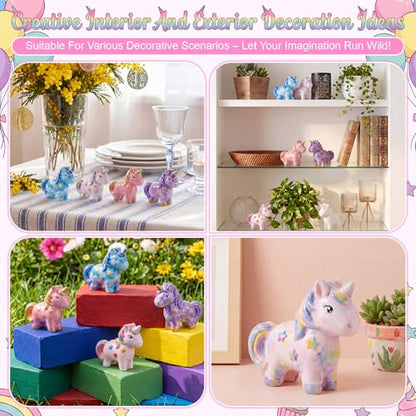 Ferrochef 12 Pack Paint Your Own Ceramic Unicorn DIY Craft Kits Unpainted Ceramic Unicorn Bisque 3D Paintable Animal Figurines Art DIY Party Favors for Home, Classroom Birthday Parties - style: Unicorn