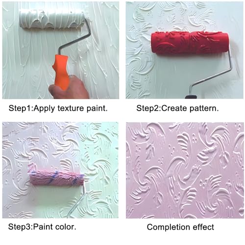 7"DIY Patterned Paint Roller | Decorative Art Texture Roller | Embossing Texture Rubber Roller Painting Supplies | Pattern Art Texture Tools for Household Wall Painting (BK323R) - style: BK323R