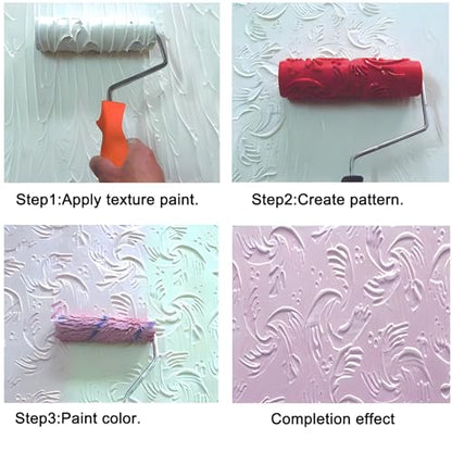 7"DIY Patterned Paint Roller | Decorative Art Texture Roller | Embossing Texture Rubber Roller Painting Supplies | Pattern Art Texture Tools for Household Wall Painting (BK323R) - style: BK323R