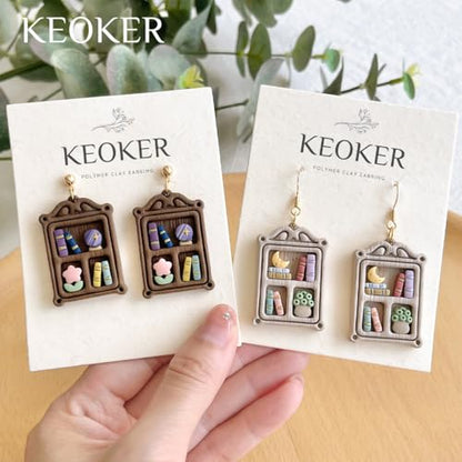 Keoker Back to School Polymer Clay Cutters, 14 Shapes Polymer Clay Bookshelf Cutters