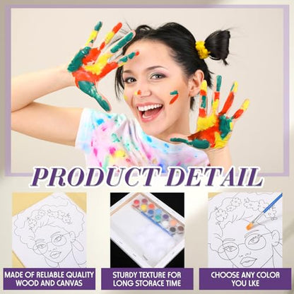 Zhanmai 72 Pcs 12 Sets Sip and Paint Kit Pre Drawn Canvas for Painting 8" x 10" Paint Party Canvas Painting Pre Printed Canvases for Party DIY Virtual Adult's Date Night(Charming Women) - style: :Charming Lady