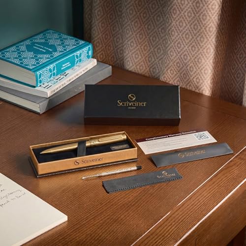 Scriveiner Bronze Ballpoint Pen - Stunning Luxury Pen, Schmidt Black Refill, Best Ball Pen Gift Set for Men & Women, Professional Executive Office, Nice Fancy Designer Pens - color: 8. Bronze