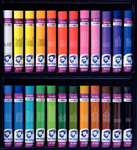 Van Gogh Oil Pastel, Round Full Stick, 24-Piece Set | Artist-Grade Oil Pastel Set for Creative Artwork, Rich Colors and Vibrant Pigments, Soft Texture for Smooth Blending - style: 24-Piece Set, General Selection