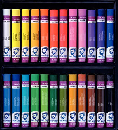 Van Gogh Oil Pastel, Round Full Stick, 24-Piece Set | Artist-Grade Oil Pastel Set for Creative Artwork, Rich Colors and Vibrant Pigments, Soft Texture for Smooth Blending - style: 24-Piece Set, General Selection