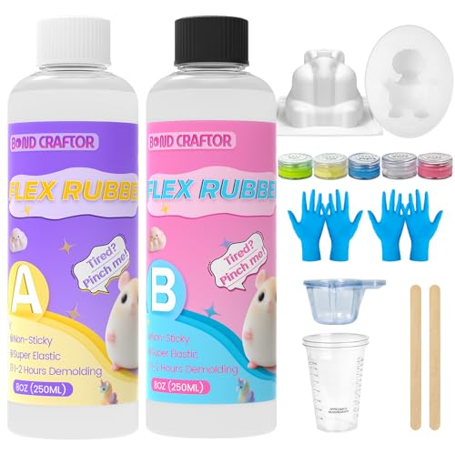 Bond Craftor Taba Squishy Kit 16OZ, [Non-Sticky] [Stress Relif] [AB 1:1], Liquid Silicone Super Soft for DIY Squishy Making, Molding Hamster, Cat’s Paw