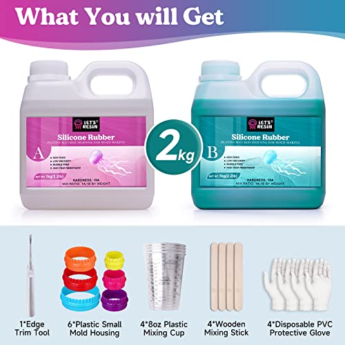 Bundle Set of 15A Liquid Silicone Rubber and 10A Teal Color Mold Making Liquid Silicone Rubber