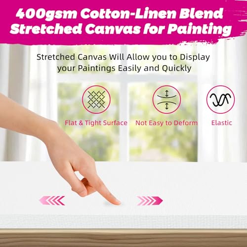 Stretched Canvas for Painting, 2Pack 36X48 Large Canvas for Painting, 15 Oz Triple Primed 2/3" Profile Cotton Professional Artist Quality Blank Canvas,Ready to Paint, Art Supplies for Acrylic, Oil - size: 2PK 36x48