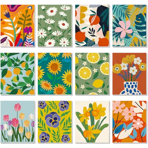 Engrowtic 12 Pcs 8 x 10'' Flower Pre Drawn Canvas to Paint Pre Printed Sketched Canvas for Adult Ladies Paint Art Party Favor Board Set for Craft(Simple Style) - style: Simple Style