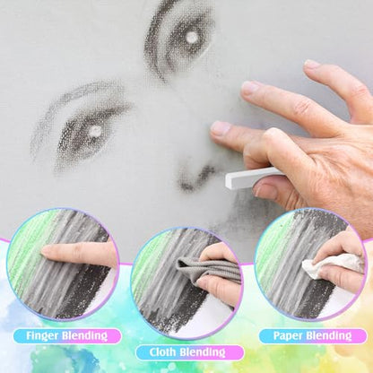 Watersay 24 Pcs Soft Pastel Drawing Chalk Set Square Sketch Chalk Non-toxic Artist Pastel Sticks for Professional Artists and Art Lovers(60 x 8 x 8 mm,White) - color: White