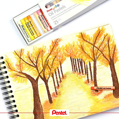 Pentel Arts Oil Pastels, Assorted colours, 1 pack of 25 sticks - size: 25 Count (Pack of 1)