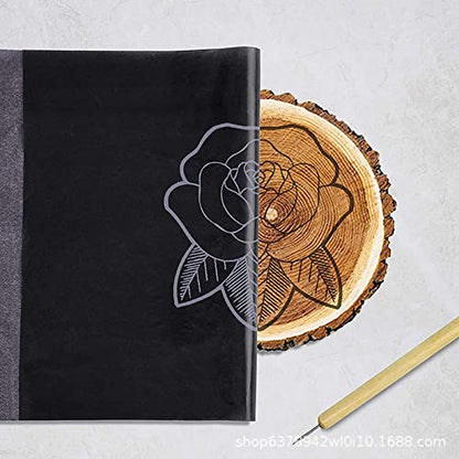 100 Sheets Black Carbon Transfer Paper Graphite Transfer Tracing Paper for Wood Paper Canvas Tracing Writing Drawing (Black)