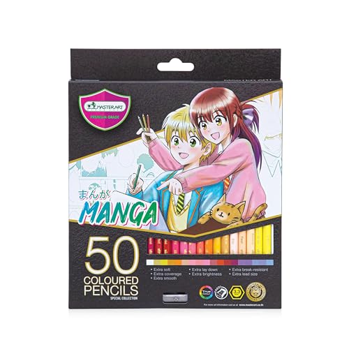 MASTERART Colored Pencils 50 Colors MANGA SET Special Collection for Kids and Adults Coloring