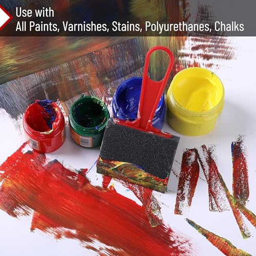 Bates Foam Paint Brushes, 3-Inch, 12 Pack, Red Handle, Sponge Paint Brush, Foam Brushes for Painting & Staining - color: Red Handle