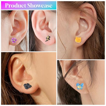 Epoxy Resin Molds Jewelry, Small UV Resin Molds Silicone Kit with Earring Backs & Ring Settings Accessories, DIY Mini Silicone Moulds for Earrings, Pendants, Rings, Necklace & Keychains Art Crafting - color: 29Pcs Small Jewelry Molds Set