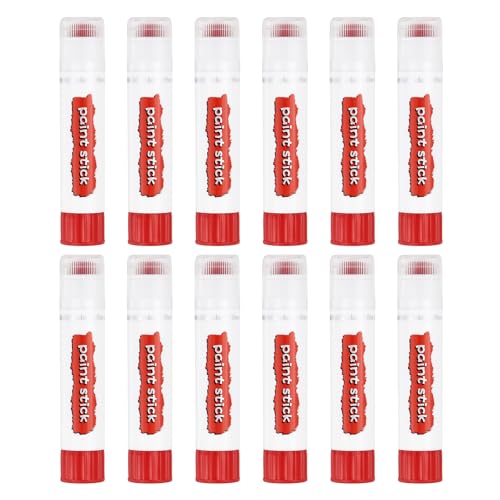 PATIKIL Tempera Paint Sticks, 12 Pcs Solid Tempera Paints Sticks Washable Bulk Markers Pen Quick Drying for Artists Beginners Art Supplies, Red - color: Red