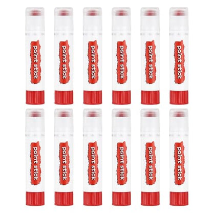 PATIKIL Tempera Paint Sticks, 12 Pcs Solid Tempera Paints Sticks Washable Bulk Markers Pen Quick Drying for Artists Beginners Art Supplies, Red - color: Red