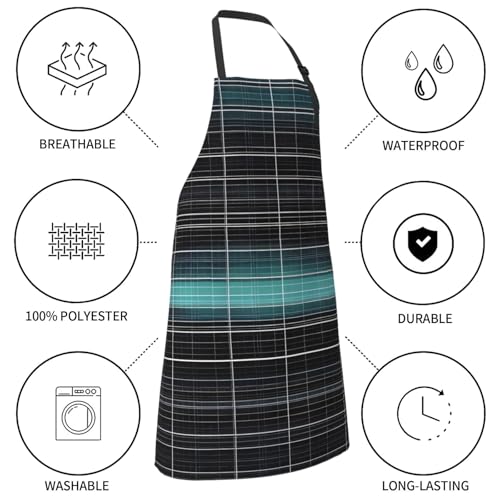Round watercolor painting Heavy Duty Waterproof Apron with Pockets for AdultsResistant Grilling, Gardening, Painting - color: Dimensional Line Space