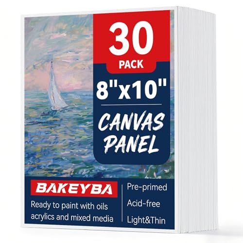 Canvas Boards 8x10 Inch 30 Pack, Small Painting Canvas Panels, 100% Cotton White Blank Art Supplies for Acrylics Oil Watercolor Tempera Paints - size: 8"x10"-30pcs