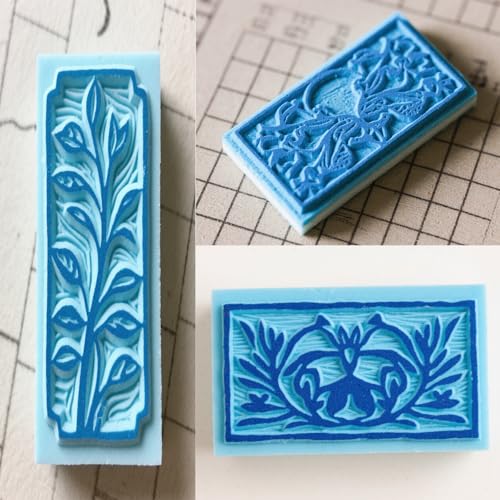 ZOENHOU 20 Pcs 4" x 6" Blue Rubber Carving Blocks, Linoleum Blocks for Printmaking,Soft Rubber Crafts Rubber Stamping Blanks