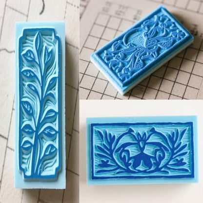 ZOENHOU 20 Pcs 4" x 6" Blue Rubber Carving Blocks, Linoleum Blocks for Printmaking,Soft Rubber Crafts Rubber Stamping Blanks