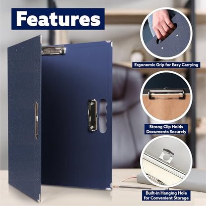18x24 Clipboard - Foldable 18x24 File Folder & Drawing Board -Folds to 11x17 Clipboard,4 Clips,Corner Protectors, Portable Art Portfolio, Architecture Folder,11x17 Binder, Portfolio Binder (Navy Blue)