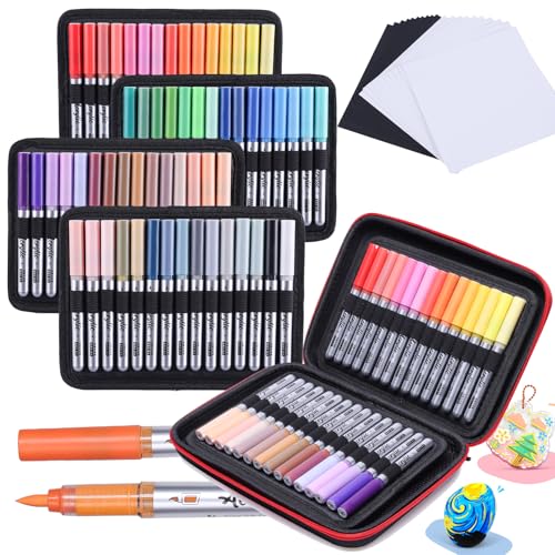 60 Color Acrylic Paint Pens,Colored Paint Pen Markers,Brush Tip Paint Pens for Rock Painting Wood Glass Ceramic Canvas Stone DIY Crafts Making Art Supplies - color: Multicolor A