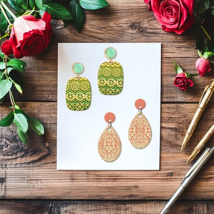 CHGCRAFT 16 Pcs Divination Mandala Pattern Polymer Clay Texture Sheet Bohemian Patterns Rubber Clay Texture Mat for Polymer Clay Making Earrings Jewelry DIY Crafts 4 × 2.5 Inch - style: Divination Pattern