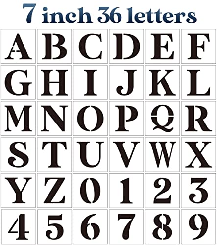 7inch Letter Stencils for Painting on Wood,Alphabet Stencils Drawing Stencil Letters Numbers Stencils for Wall Wood Signs Home Porch - size: 7inch