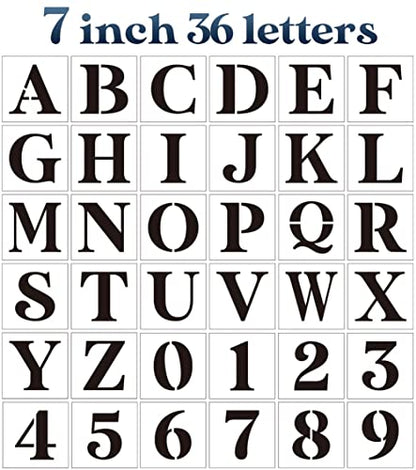7inch Letter Stencils for Painting on Wood,Alphabet Stencils Drawing Stencil Letters Numbers Stencils for Wall Wood Signs Home Porch - size: 7inch