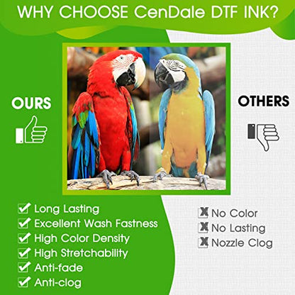 CenDale Premium DTF Black Ink - 500ML for PET Film, Refill Ink for Epson ET-8550, L1800, L800, R2400, R1390, P400, P800, XP15000, Heat Transfer Printing Direct to Film - color: Black, style: DTF Ink